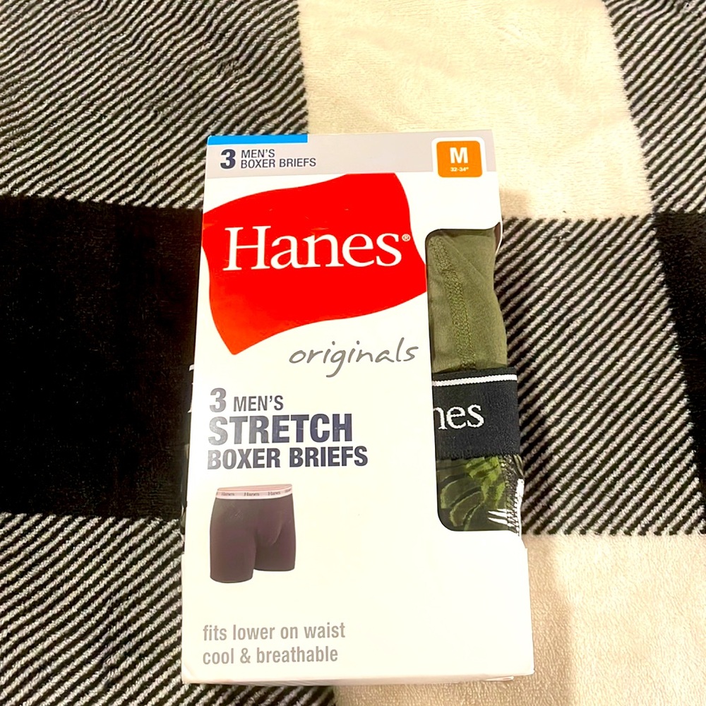 Hanes Brand New Men’s Boxer Briefs 3 Pack Size M Waist 32-34